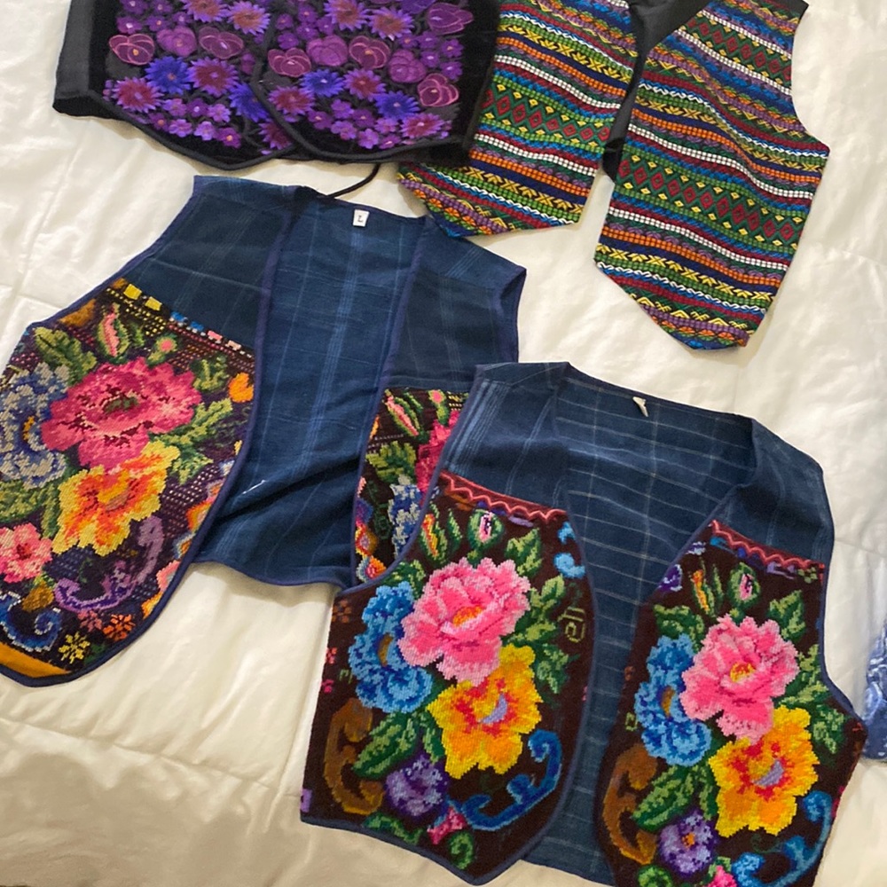 Authentic, vintage Guatemalan vests, Fanny packs and belts